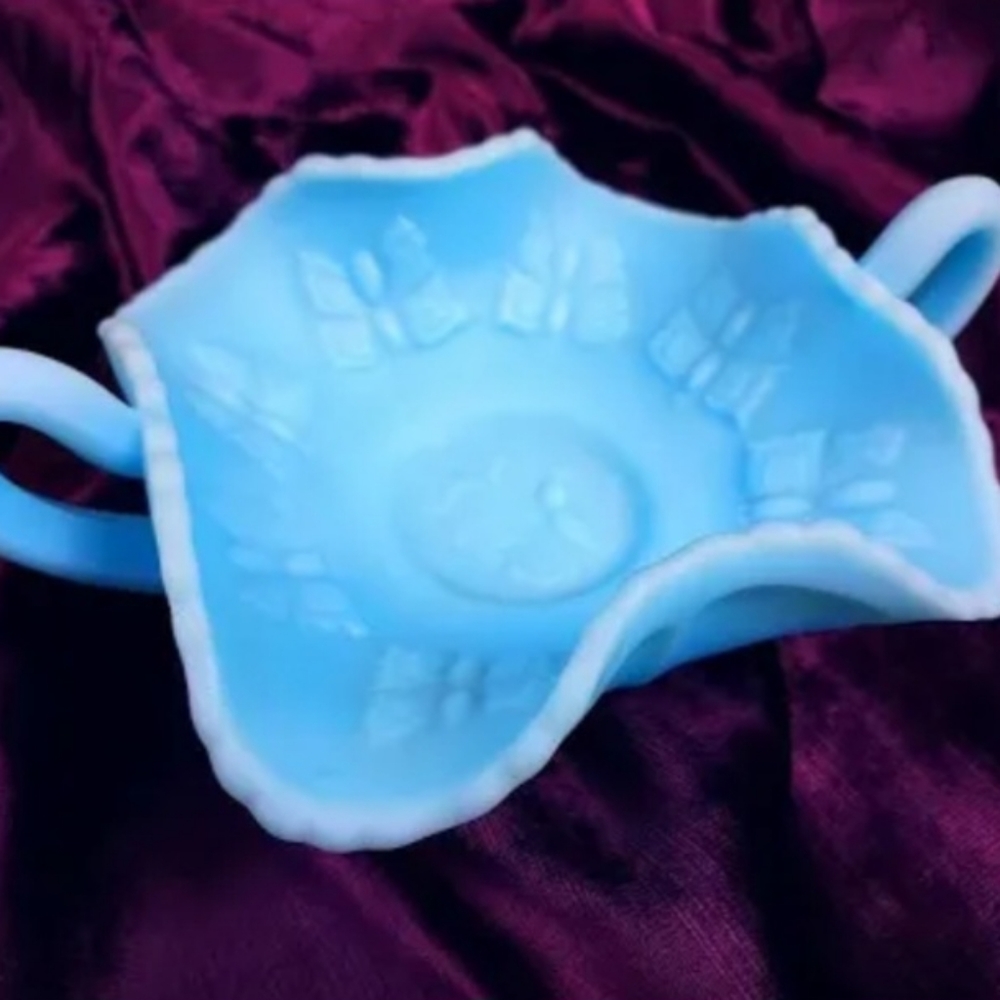 Vintage Fenton candy bowl. Light blue milky.